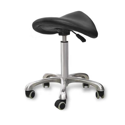 China Modern Saddle Stool Rolling Ergonomic Furniture Dental Height Swivel Chair PVC Adjustable Leather Saddle Stool for sale