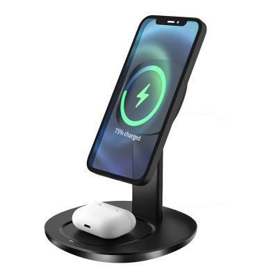 China Mobile Phone OEM ODM 2 in 1 Qi 15W Fast Wireless magsafe 5W TSW Charging Station Wireless Charger for sale