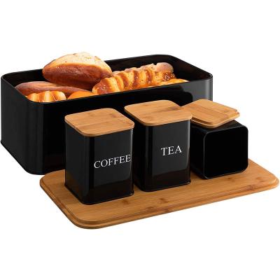 China 4pc Sustainable Metal Food Storage Bin Bin and Bread Canister Sets Available in Custom Colors Kitchen Storage Box for sale