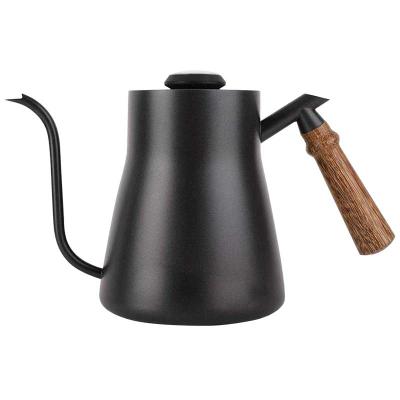 China Contemporary Factory Style New Stainless Steel Hand Puncher Direct Pot With Solid Wood Handle Narrow Mouth Coffee Hand Pot for sale