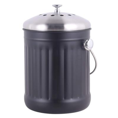 China Stainless Steel Sustainable Wholesale Bin Indoor Compost Kitchen Bucket For Food Waste With Carry Handles for sale