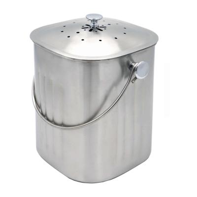 China Sustainable Hot Selling Compostable Square Recycling Stainless Steel Compost Bin Can Kitchen Waste Compost Bin for sale