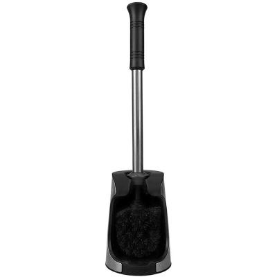 China Sustainable Sale Well Mounted Toilet Brush With Stainless Steel Glass Handle Holder For Bathroom Cleaning for sale