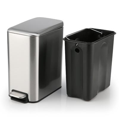 China Viable Color Can Be Customized 5L Pedal Stainless Steel Rectangular Trash Can With Soft Close Lid Trash Bin With Pedal for sale