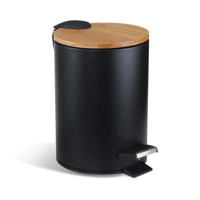 China Hot Sale Indoor Commercial Dust Bin Metal Commerical Trash Can 3L/5L Chime Bin Viable With Bamboo Lid for sale