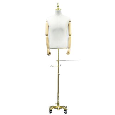 China Customized Customized Gold Cloth Half Body Men's Shoe Rack Removable Garment Display Mannequins for sale