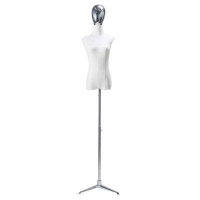 China Customized Customized Sewn Chrome Cover Adjustable Cloth Half Body Female Mannequin for sale