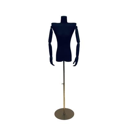 China Customized Hot Selling High End Female Torso Half Canvas Standing Plastic Mannequin for sale