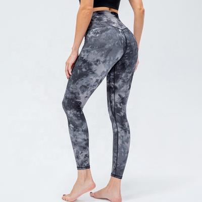 China Breathable Custom Yoga Wear Gym Active Print Leggings Print Yoga Pants Sport Tie Dye High Waist Leggings for sale