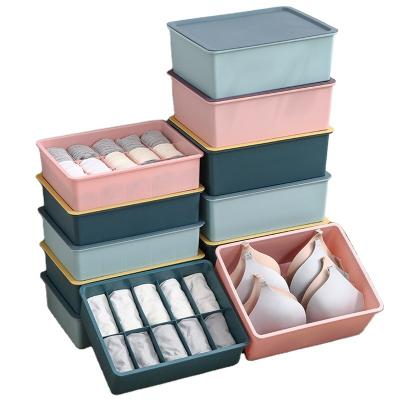 China Folding Underwear Storage Box Household Socks Underwear Compartment Box Covered Dustproof Bra Storage Box for sale