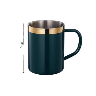 China 304 Stainless Steel Durable Office Cup Double Layer Coffee Mugs With Cover Tumbler Mug for sale