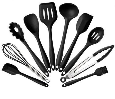 China Amazon Sustainable Wholesale Silicone Kitchenware 10 Pieces Set Non Stick Pot Set Kitchen Tools Baking Utensils for sale