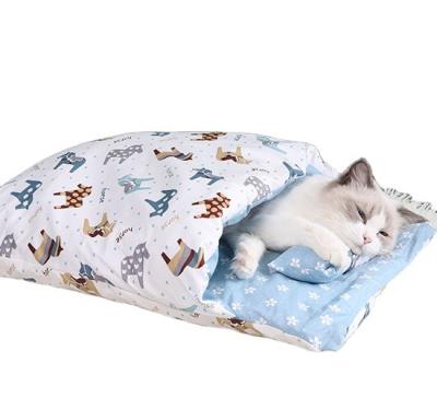 China Japanese Style Viable Cat Litter Cat Sleeping Bag Closed Comforter Removable And Washable Winter Pet Cat Garbage Warm Dog Garbage for sale