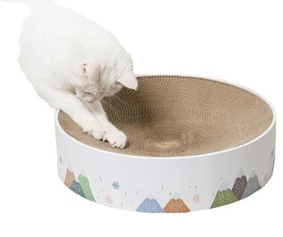 China Sustainable Amazon Hotcat Scratching Corrugated Round Board Nest Texture High Quality Scratch-Resistant Cat Toys Grinding Claw Board for sale