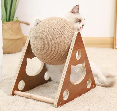 China Amazon Manufacturercheap Sustainable Hot Cat Scratching Wooden Grinding Board Claw Hand Wrapped Sisal Rope Cat Climbing Frame Cat Toys for sale