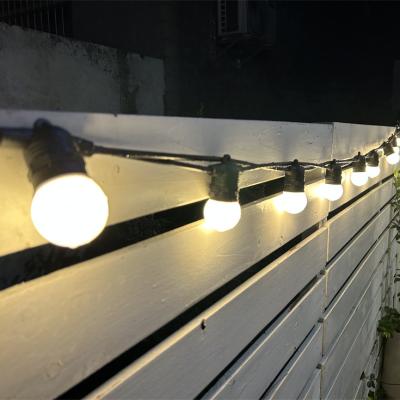 China Hanging/fixed sockets 10m 15m 20m Commercial grade E26 hanging flat sockets Plug-in pvc cable outdoor IP65 waterproof patio led light string for sale