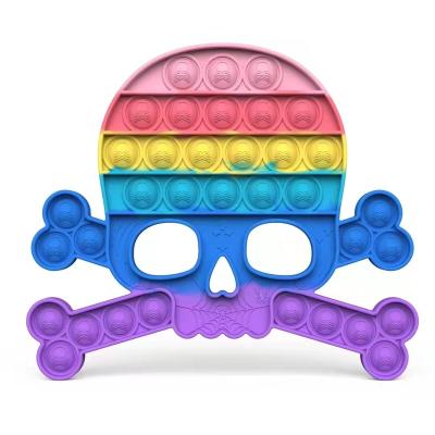 China New Fashionable Skull Pumpkin Stress Reliever Snap Toys Macaron Silicone Push Noise Bubble Game Stir Sensory Toy For Boys for sale