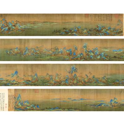 China Custom Silk Scroll Landscape View Mirror Famous Fabric Paintings Reproduction for sale