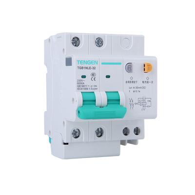 China TENGEN 4 pole 100 amp 30ma rcb mcb residual current earth leakage circuit breaker 6kA for sale