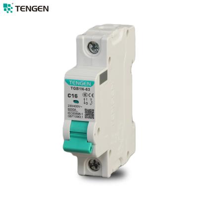 China Low Price Promotion Trip Type C 1P 10A 16A 20A 25A 32A Electric Air MCB House TENGEN Miniature Circuit Breaker for sale