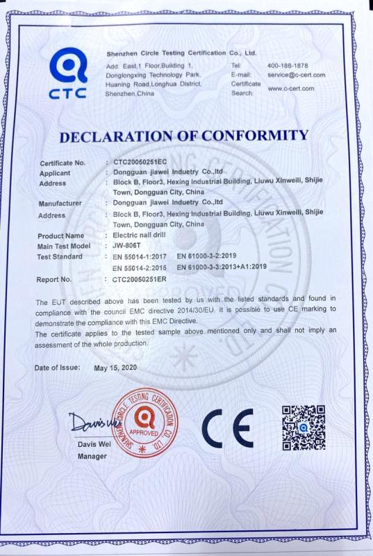 CE - Dongguan Jiawei Industrial Co., Ltd.