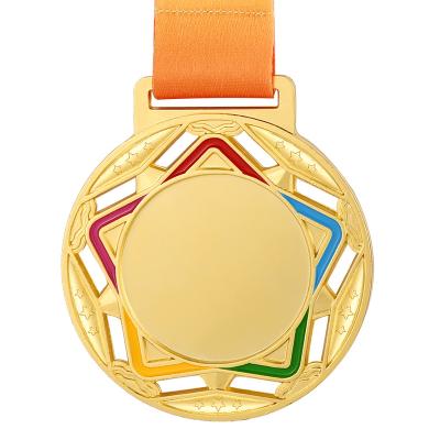 China Europe Wholesale Cheap Price Customized Logo Sports Metal Medal Sports Medals And Ribbons Sporting Empty Medals And Trophy for sale