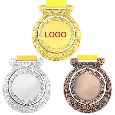 China World Sports Creative Custom Marathon Exit 3D Metal Medallion Blank Spinning Medals Logo Design Custom Spin Medal for sale