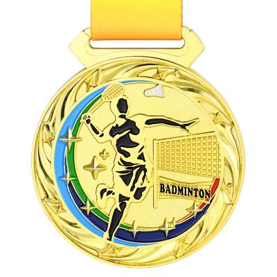 China Wholesale Price 100g Metal Badminton Medal School Sports Event Metal Medals Trophy Souvenirs Stickers Europe Factory Wholesale Price for sale