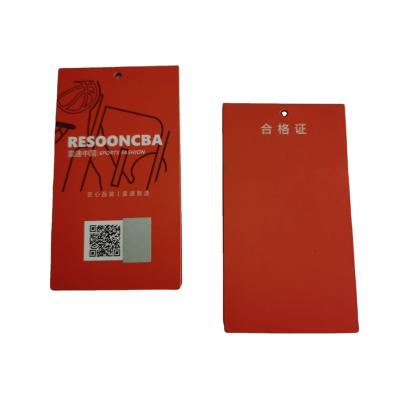 China paper & Cardboard Apparel Folded Hangtag Custom Printing Label With Anti-Counterfeit Code Cover By Scratch for sale