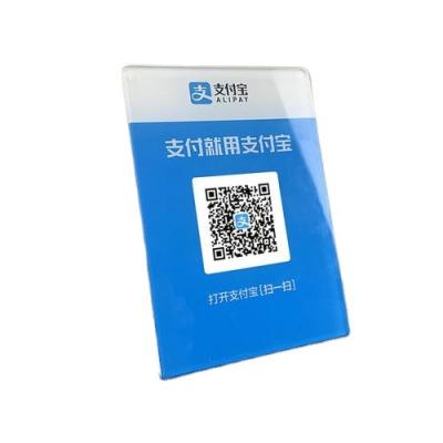 China Clear transparent acrylic variable QR code display stand fo pay ther bill via wechat and alipay for sale