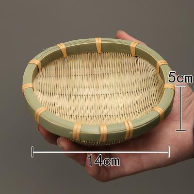 China Viable Creative Chinese Bamboo Weaving Rice Handwoven Creative Mini Round Basket Fruit Basket Household Storage Storage Basket Small B for sale