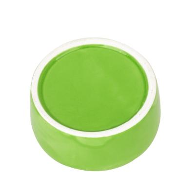 China Non-automatic Green Ceramic Hamster Food Bowl Anti-bite Chinchilla Rabbit Half Dome Anti-rotation Feeding Bowl for sale