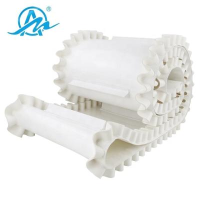 China Customized Heat Resistant PU Food Grade Sidewall Heat Resistant White Conveyor Belt With Baffle for sale