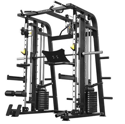 China Safety Fullset Solid Gym Equipped Squat Fitness Smith Cage Machine Power Rack Multi Functional Cable Machine Training Equipment Smith Cage for sale