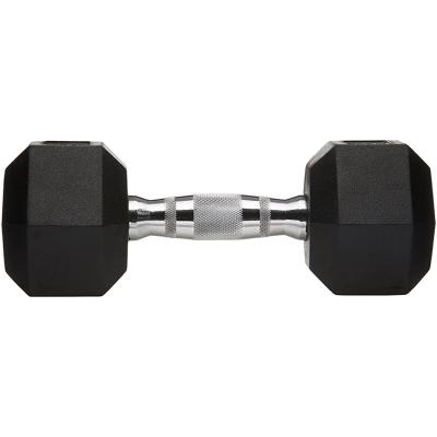 China Hex Rubber Covered Dumbbells Rubber Wrapped Solid Dumbbell Weights Sets Hex Hex Dumbbell Set for sale