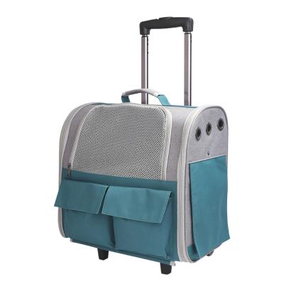 China Good Quality Oxford Cloth Material Pet Trolley Travel Stored Bag For Pet Bag Leather Pet Trolley Case for sale