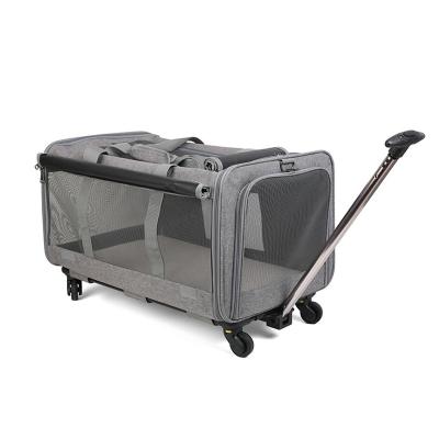 China Convenient Cats and One-Shoulder Breathable Foldable Large Capacity Messenger Travel Crate Trolley Portable Pet Box Cat Bag for sale