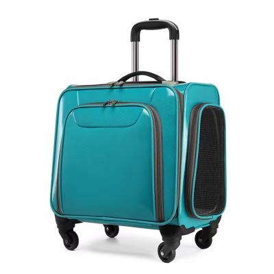 China Large Capacity Travel Viable Case Crate Trolley Pet Cart Panoramic Transparent Fashion Carrying Bag for sale