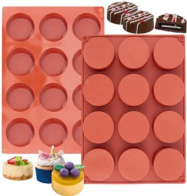 China Sustainable Round Cylinder Mold For Chocolate Covered 12 Holes Cookie Mousse Cake Candy Pudding Chocolate Mold for sale