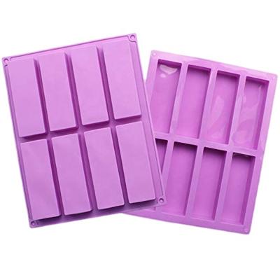 China Sustainable Free Shipping Rectangle Silicone Mold For Handmade Soap Cake Bread 8 Holes for sale