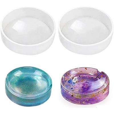 China Artificial Round Epoxy Mold Ashtray Resin Mold For DIY Resin Crystal Epoxy Crafts Crystal Ashtray UV Home Decoration for sale