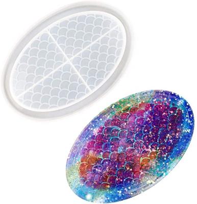 China Artificial Oval Fish Measures Silicone Mold Epoxy Resin Casting Molds Tray Jewelry Plate Coaster Dish Craft Making for sale