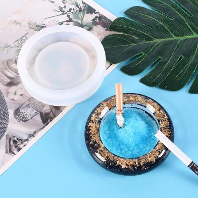 China Europe Round Mold Ashtray Resin Mold Silicone Epoxy Mold For DIY Ashtray Resin Jewelry Making Mold Handmade Craft Tools for sale