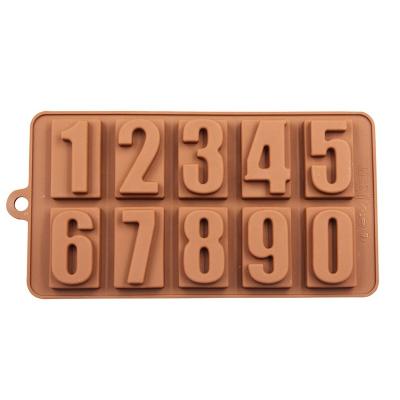 China Viable Number Silicone Chocolate Mold Ice Cube Tray Cake Decorations Mold For Birthday for sale