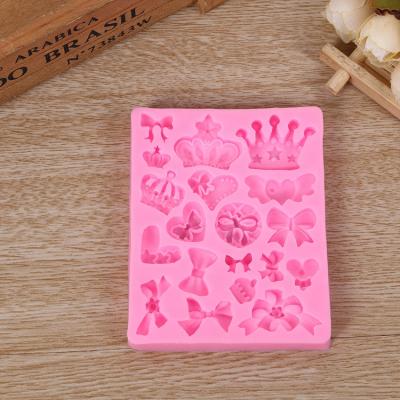 China Viable Bow Silicone Fondant Mold Crown Chocolate Candy Molds Top Cupcake Decoration DIY Jewelry Craft Mold for sale