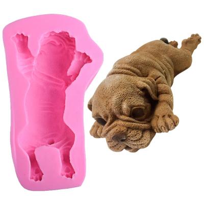 China Viable DIY Cute Silicone Mold Dog Fondant Mold DIY Cute Cream Mousse Ice Cream Silicone Cake Baking Decoration for sale