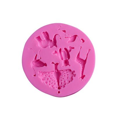 China Clay Art Molds DIY Handmade Cake Decorating Mold Various Peacock Shape Silicone Viable Animal Fondant Mold for sale