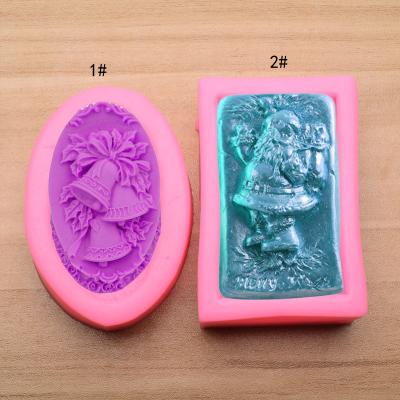 China Handmade Santa Claus Soap Silicone Mold DIY Epoxy Christmas Viable Candle Bell Christmas Tool Cake Decorating Fondant Mold for sale