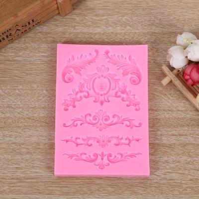 China Viable Embossed Pattern Fondant Lace Silicone Mold Mousse Chocolate Candy Pastry Cake Decorating Mold for sale