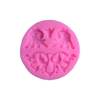 China Viable European Style Flower Vine Relief Silicone Molds Cupcake Topper Fondant Molds Cake Surrounding Decorating Mold for sale